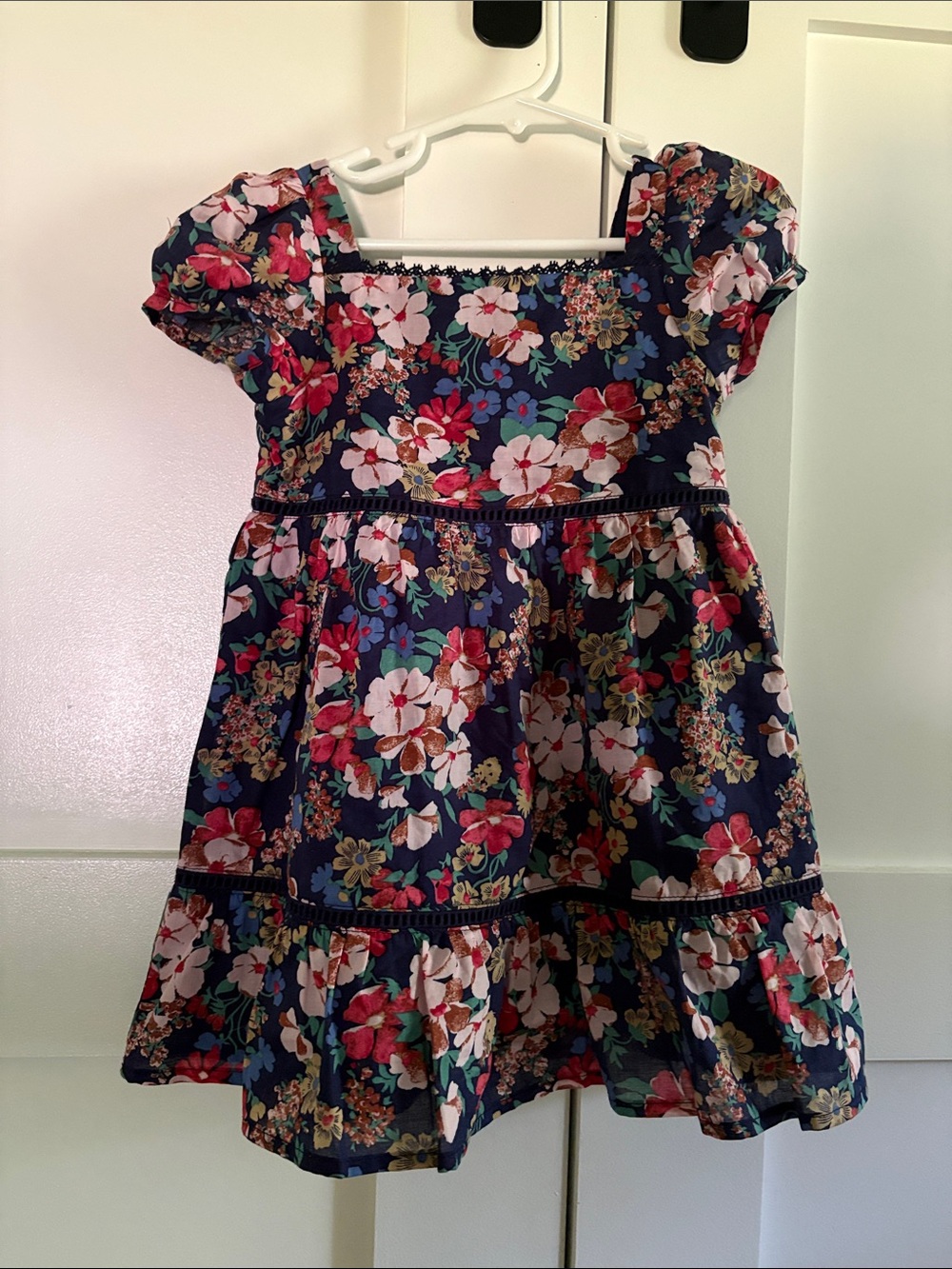 Janie and Jack Navy Floral Cotton Dress with Multicolor Blooms